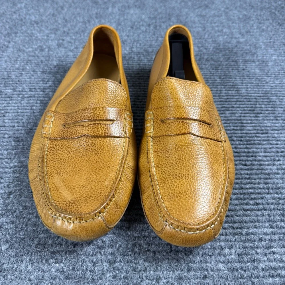 Cole Haan Grant Driver Mens 13M Tan Pebbled Leather Penny Loafers C12131